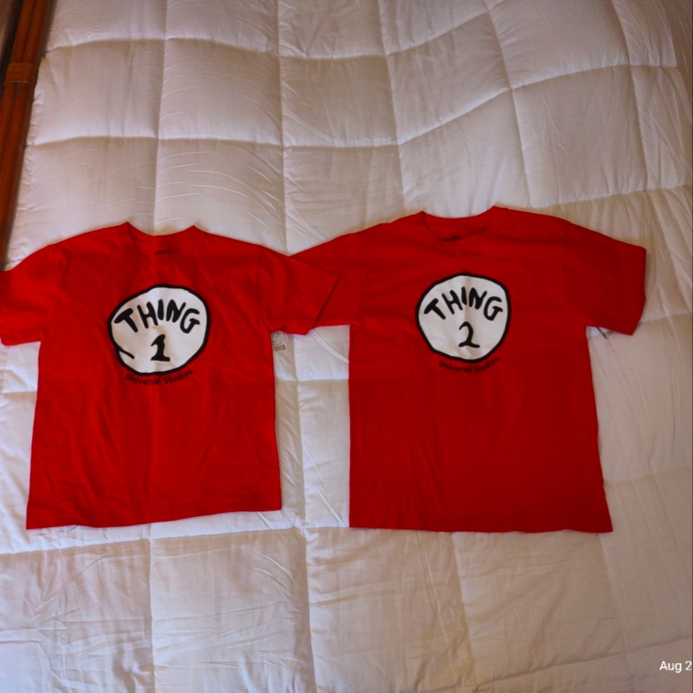Youth XL & M " Thing 1 and Thing 2" Tee shirts.